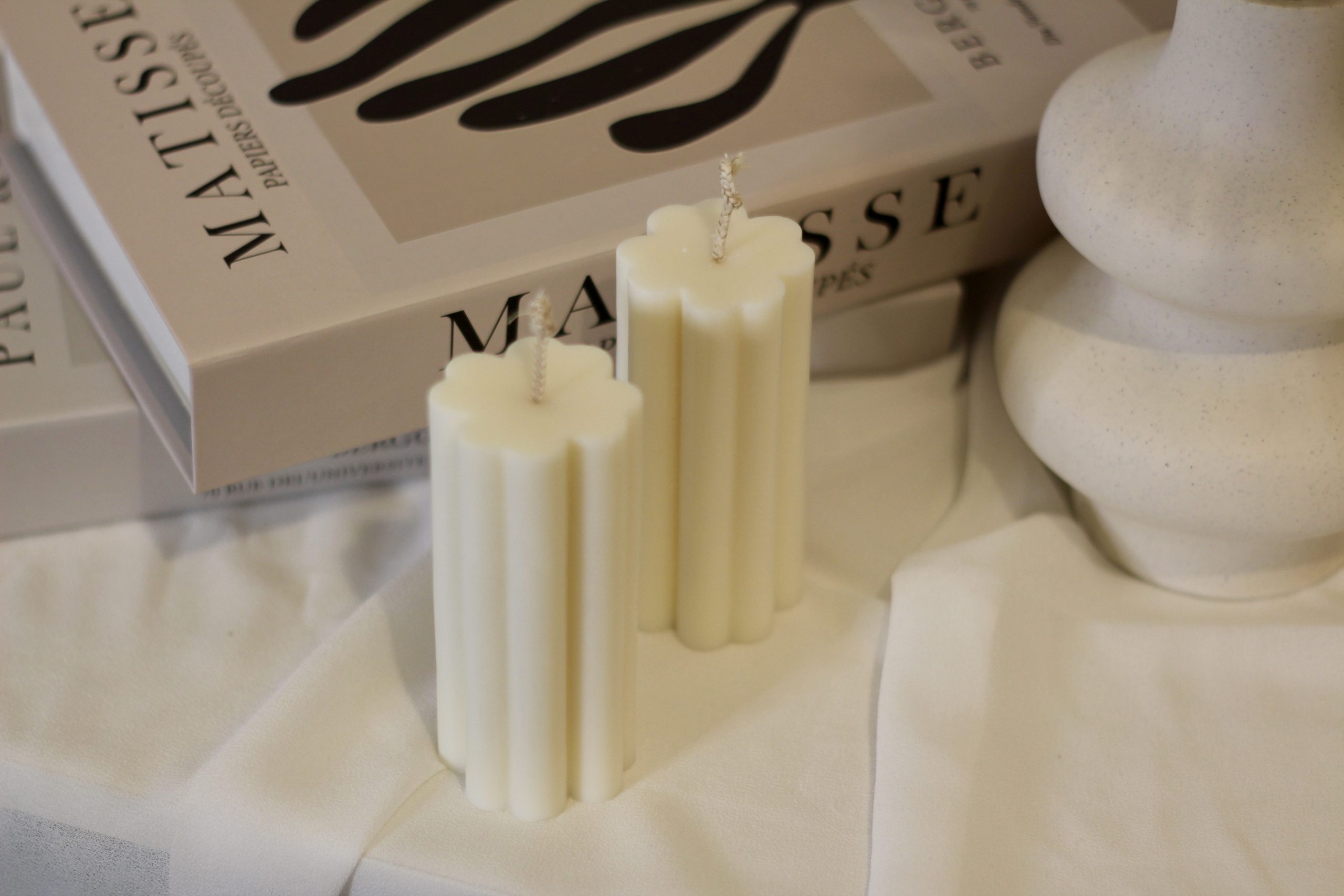 Bougie décorative sculpturale en cire de soja naturelle