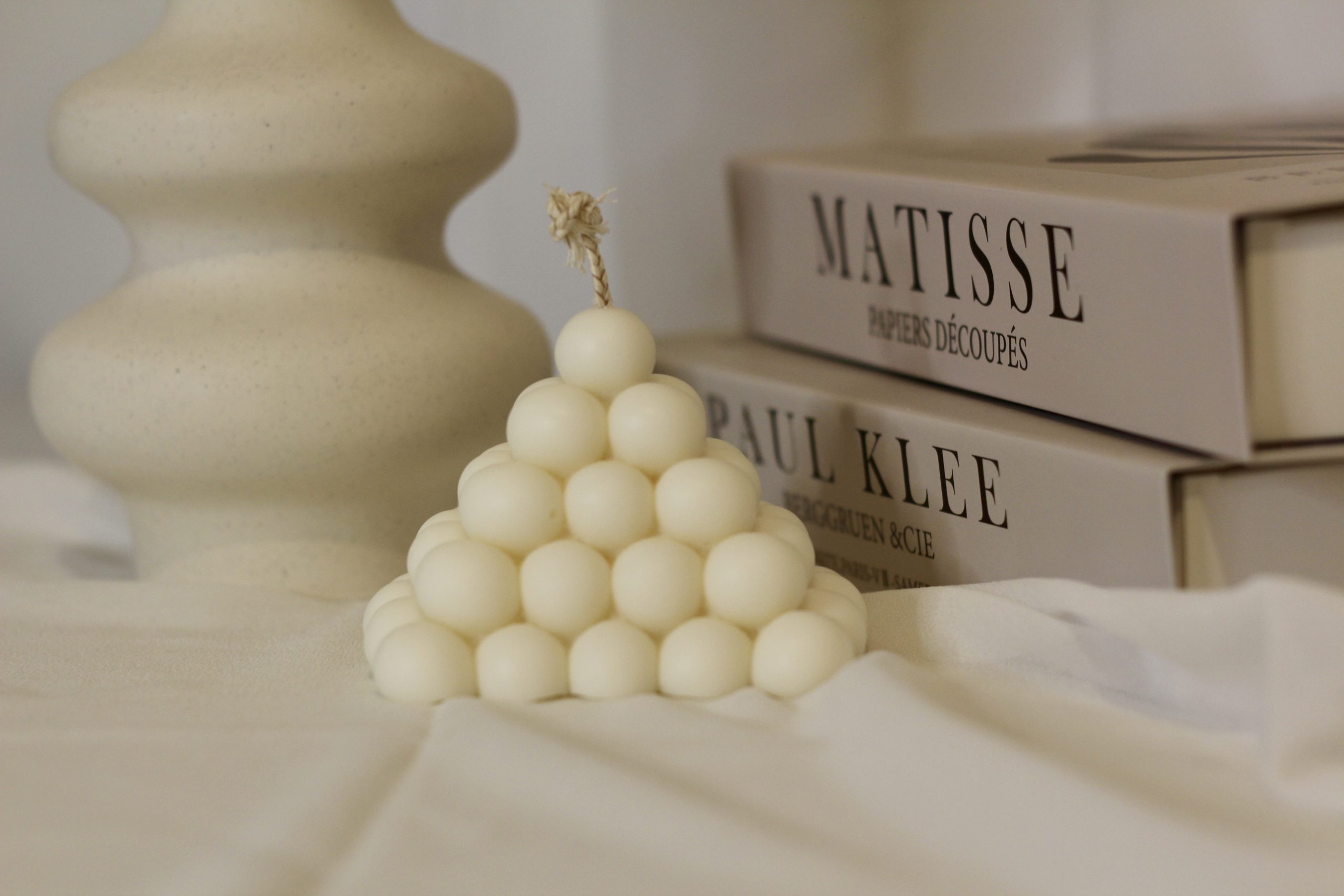 Bougie décorative sculpturale en cire de soja naturelle