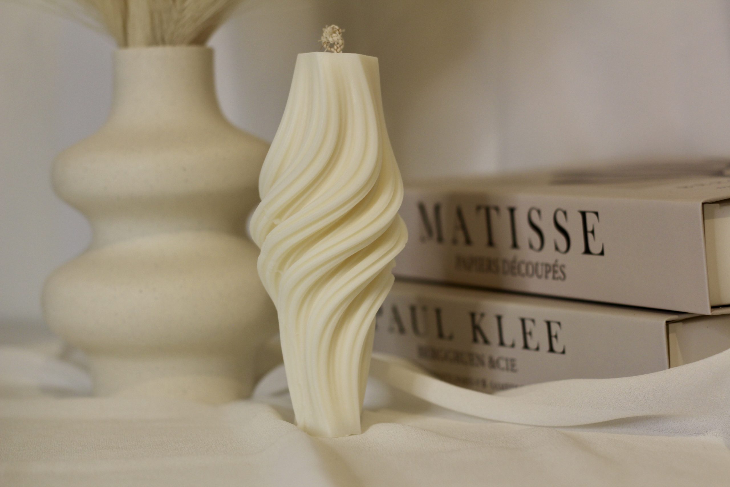 Bougie décorative sculpturale en cire de soja naturelle